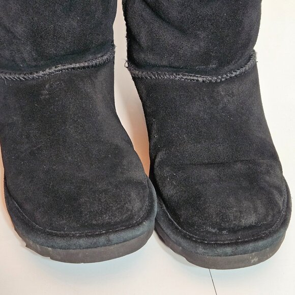 BEARPAW WOMEN'S ELLE TALL SUEDE WINTER PULL ON BOOTS Sz 9 BLACK Wool - Picture 6 of 15